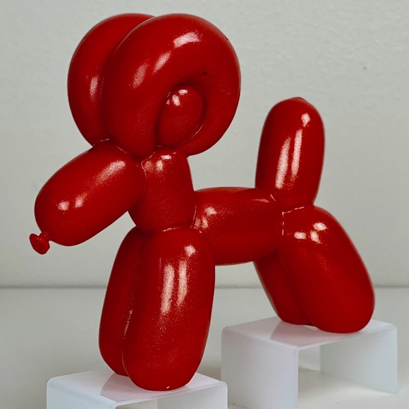 Balloon Animal Red Sparkle Dog Art Sculpture Design Toscano Hand-Cast / Finished - Picture 1 of 6